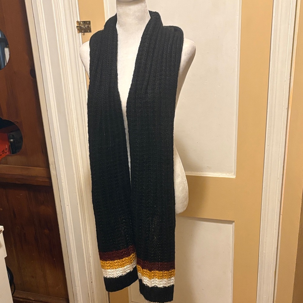 Ardene Black Knit Scarf with Stripes